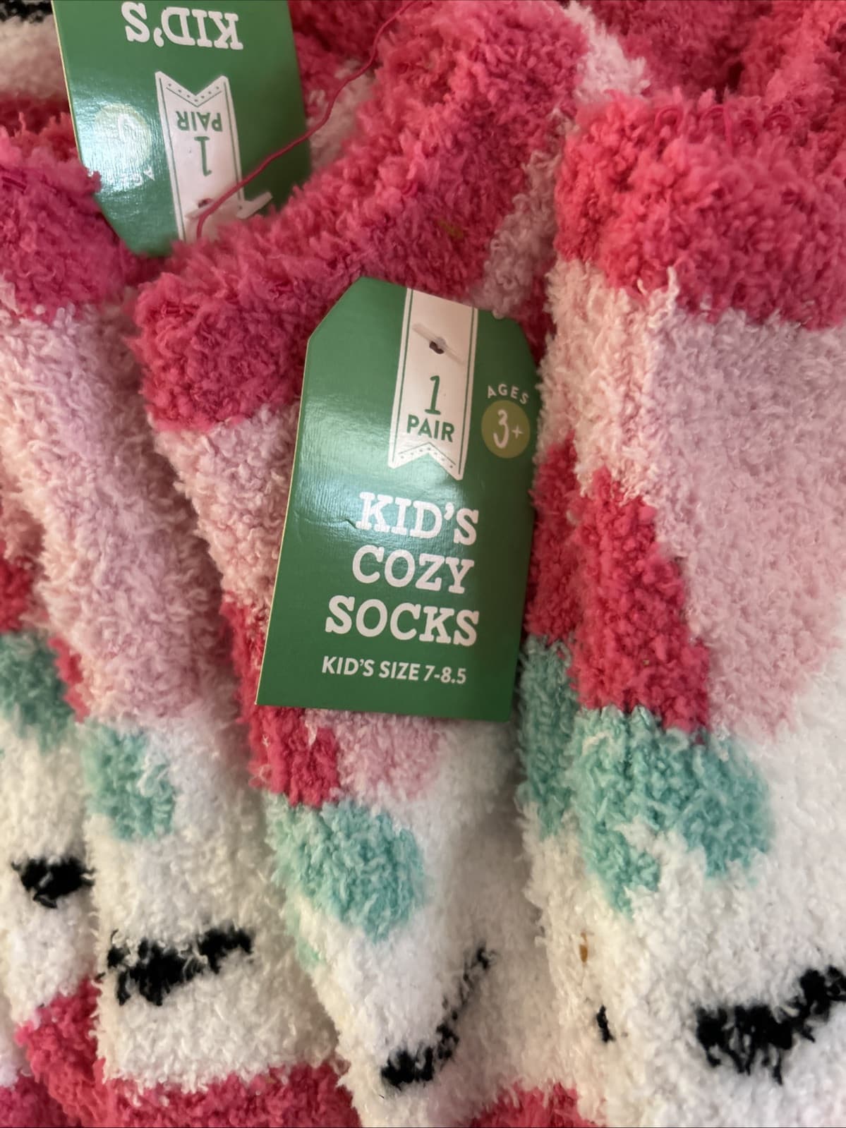 Lot Of 10 Girls kids cozy fluffy socks size 7-8.5 Unicorn - Thumbnail 2