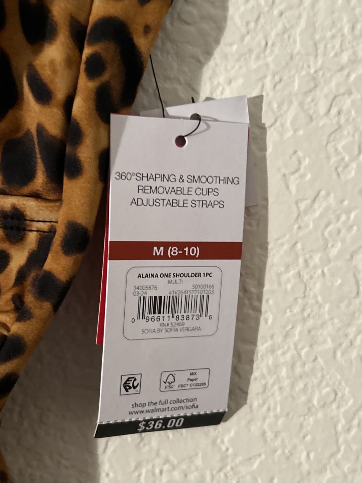 Sofia Women's Alaina One Shoulder One Piece Swimsuit M Leopard NWT - Thumbnail 4