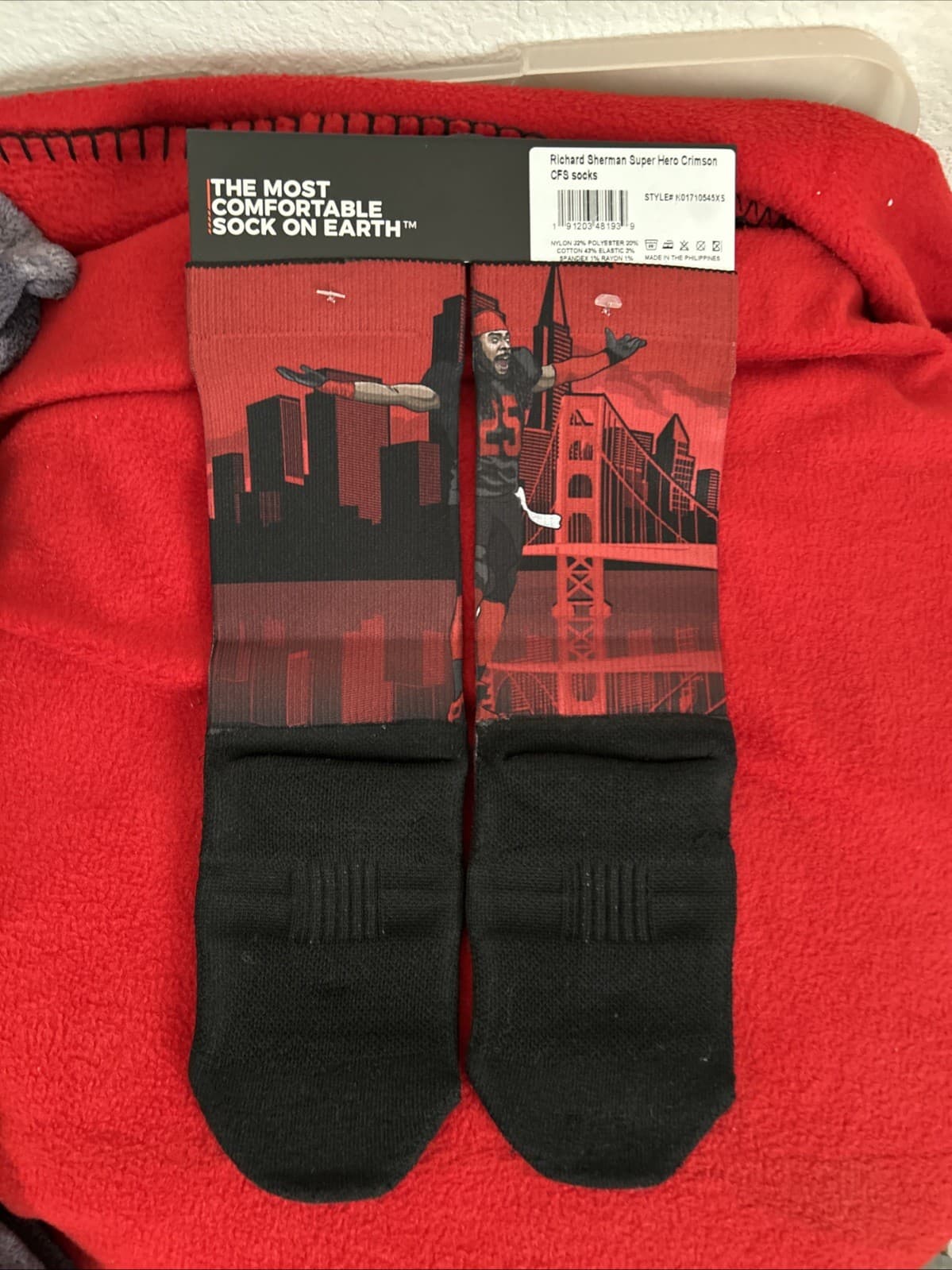 Nfl Richard Sherman Superhero Crimson Cfs Socks CS New Strideline Kids - Thumbnail 3