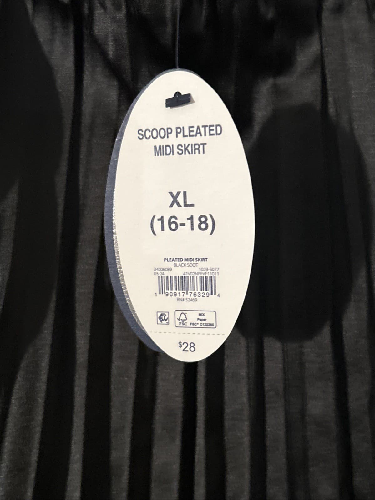 Women’s Midi Scoop Pleated Skirt Black NWT XL(16-18) - Thumbnail 2