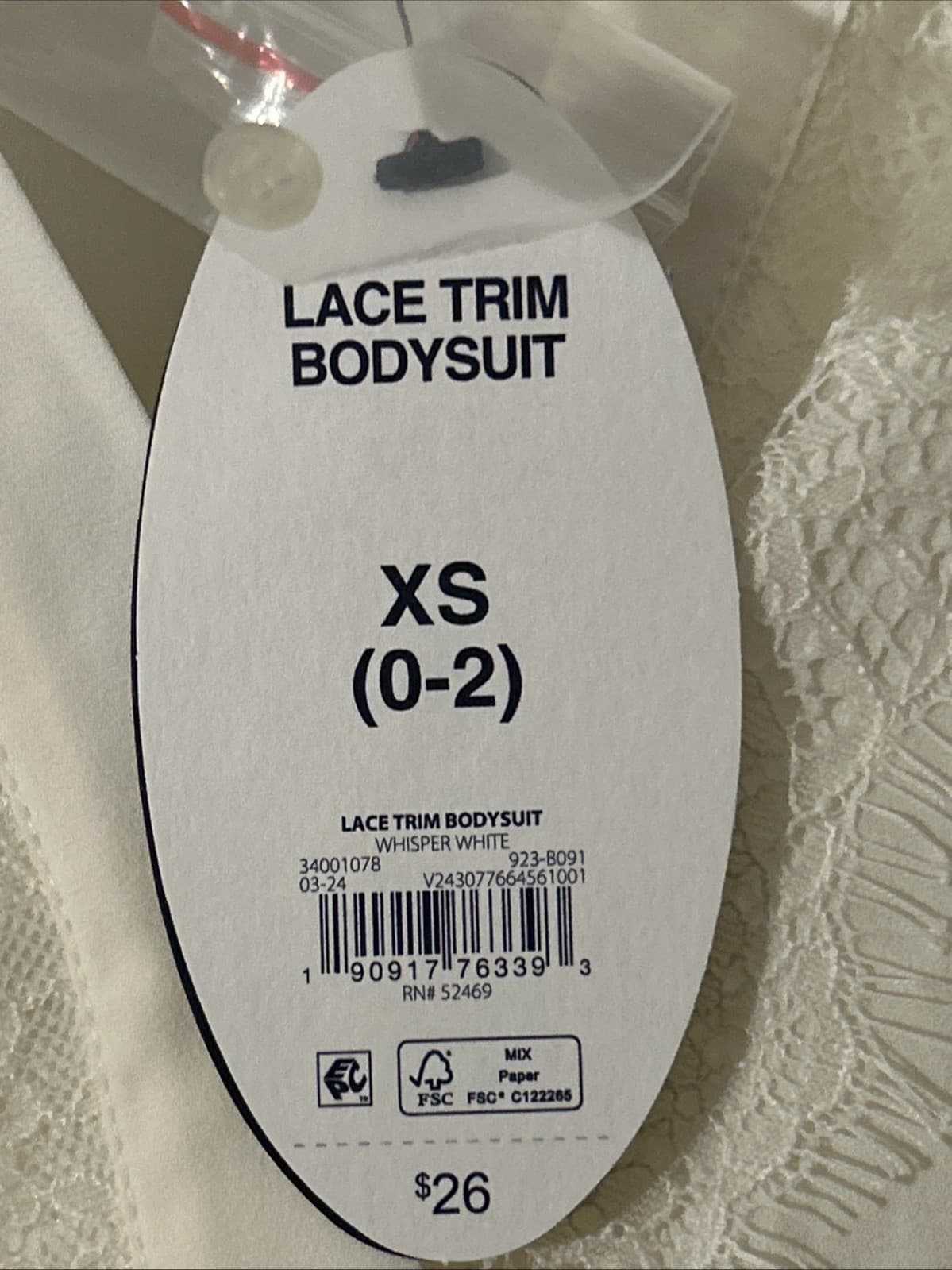 Women’s Lace Trim Bodysuit NWT Scoop XS Whisper White - Thumbnail 3