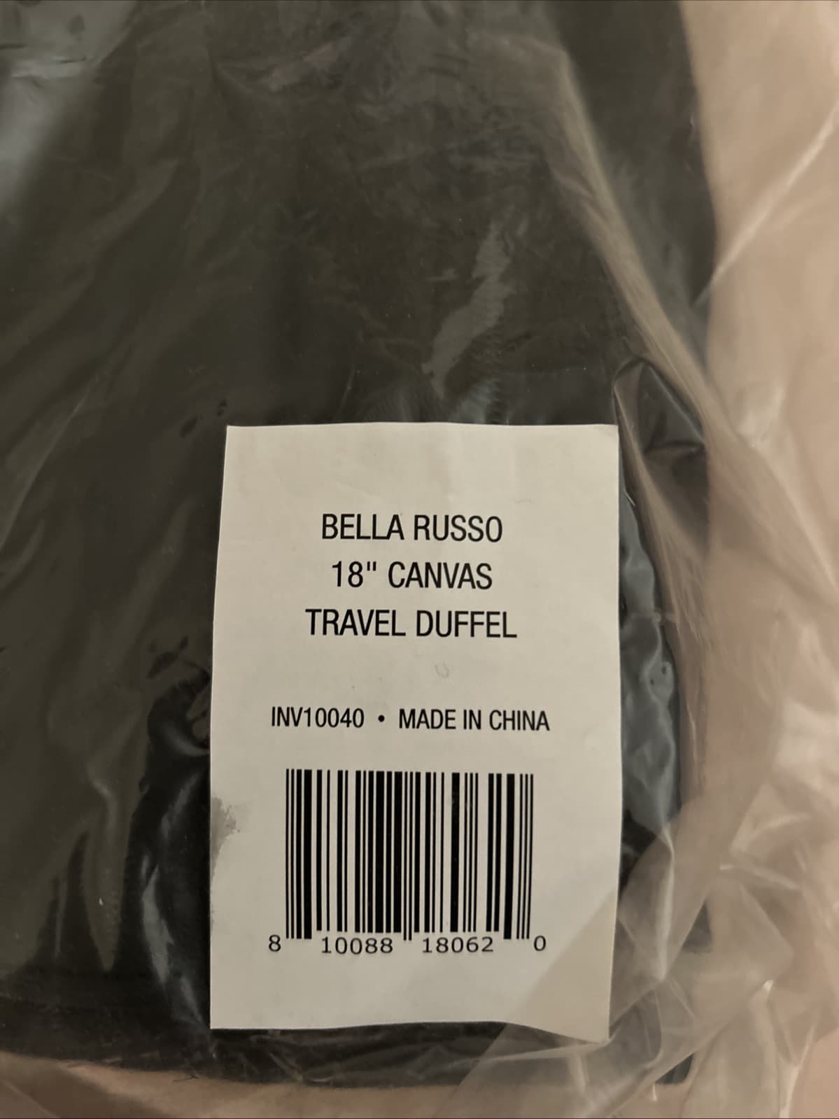 Bella Russo Canvas Travel Duffel Bag 18" Black & Gray NEW - Thumbnail 2