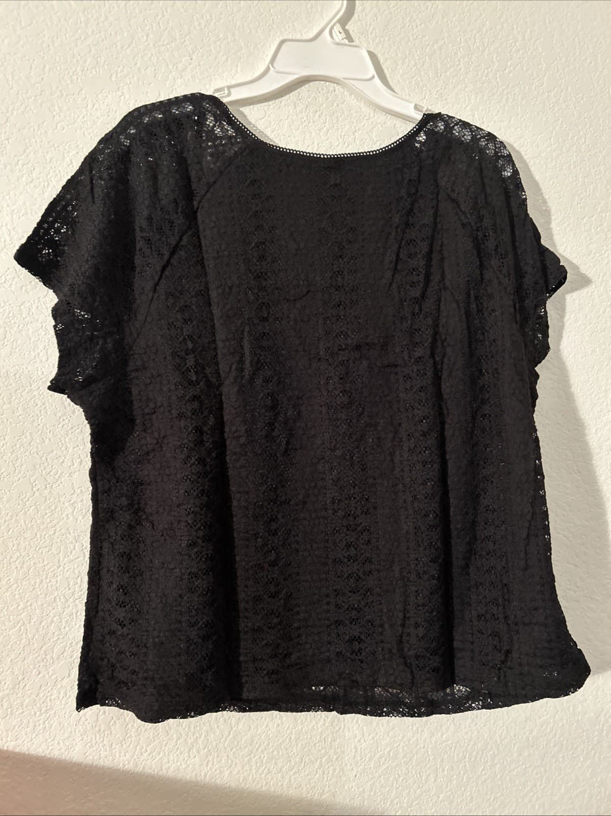 Women’s No Boundaries Lace Square Neck Top 3X (24W-26W) Black NWT Short Sleeve - Thumbnail 3