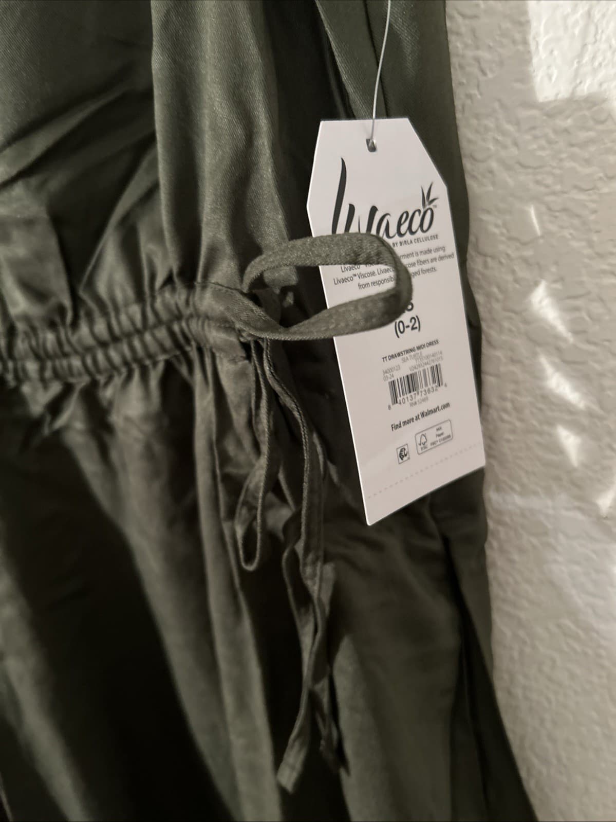 Time And Tru Sea Turtle TT Drawstring Midi Dress NWT XS 0-2 - Thumbnail 2