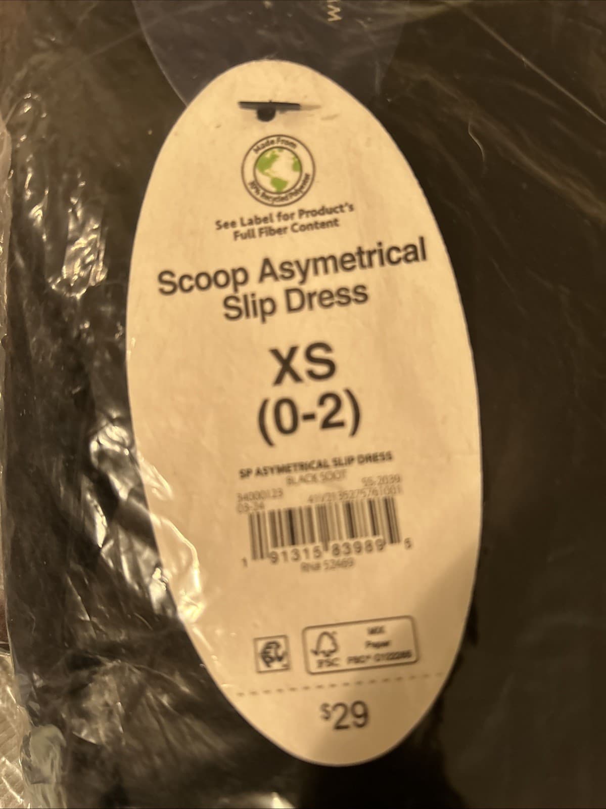 Women’s Scoop Asymetrical Slip Dress NWT XSmall Black - Thumbnail 4