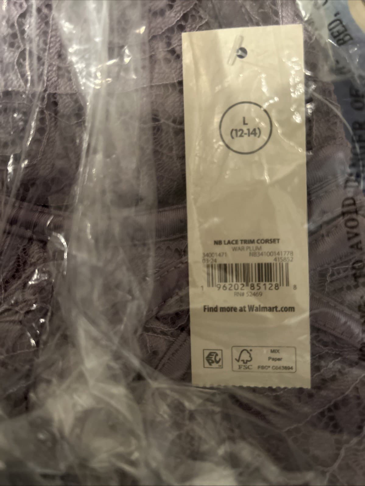 Women’s Lace Trim Corset Large NWT Plum No Boundaries - Thumbnail 3