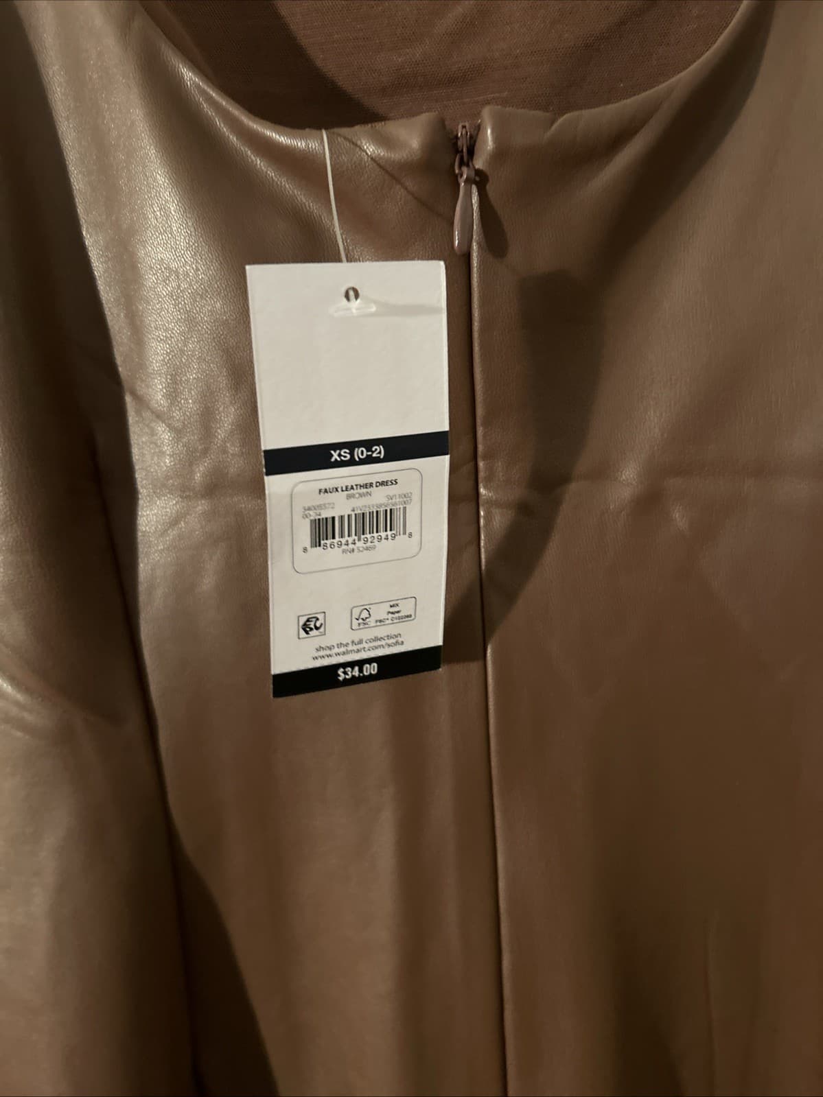 Sofia Jeans Faux Leather Dress Brown NWT XS (0-2) - Thumbnail 4