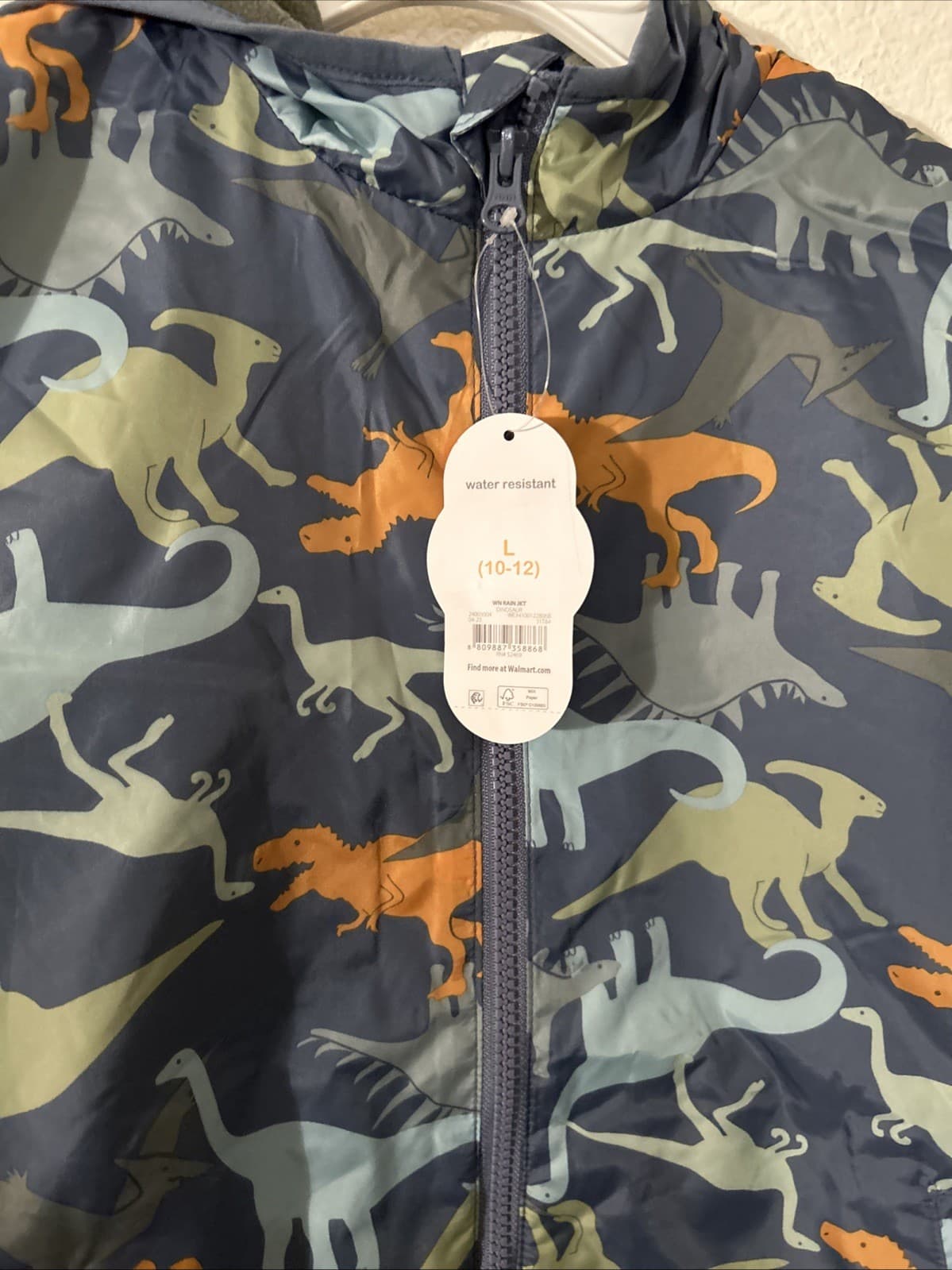 Boys Rain Jacket Dinosaur Large (10-12) NWT Wonder Nation Water Resistant - Thumbnail 2