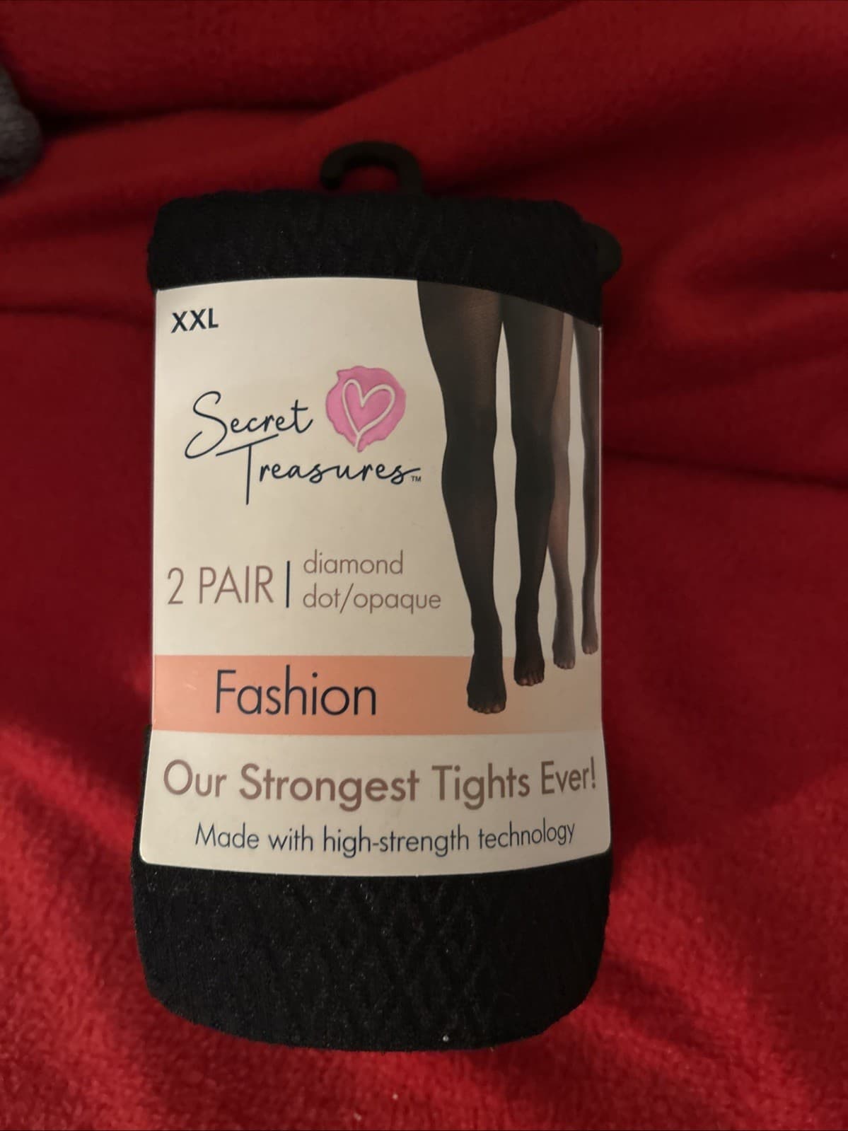 Secret Treasures Women's Fashion Black 2 Pair Tights Diamond Dot/ Opaque XXL - Thumbnail 4