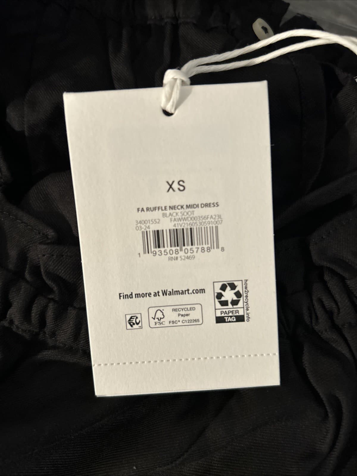 Free Assembly Ruffle Neck Midi Dress Black NWT XS - Thumbnail 5