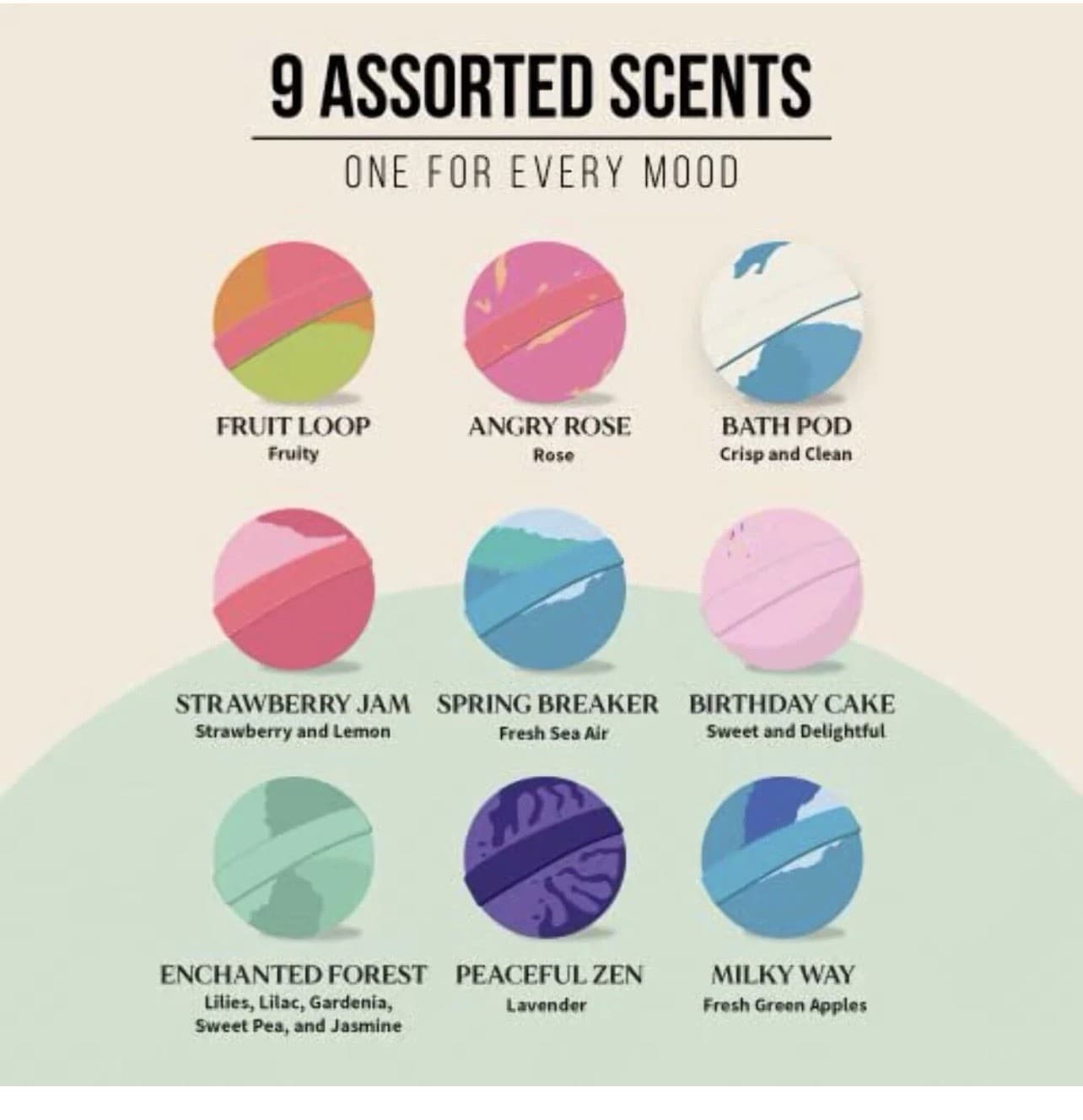 Naturally Vain Luxury Bath Bomb Set 9Pack Assorted Scents Non Staining - Thumbnail 3