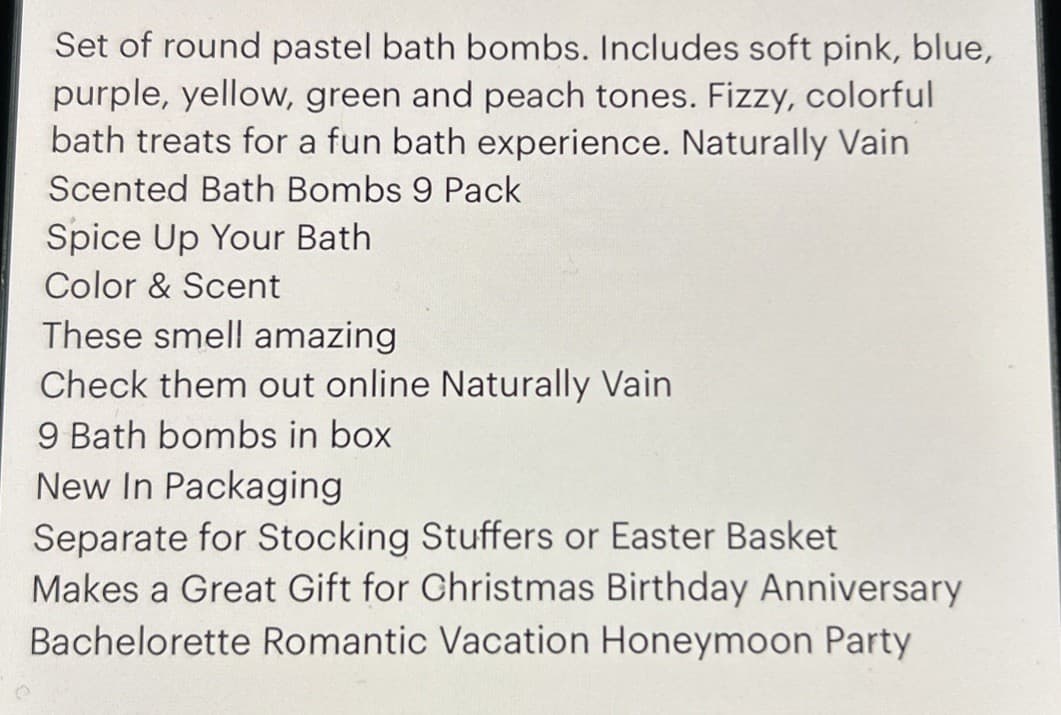 Naturally Vain Luxury Bath Bomb Set 9Pack Assorted Scents Non Staining - Thumbnail 8