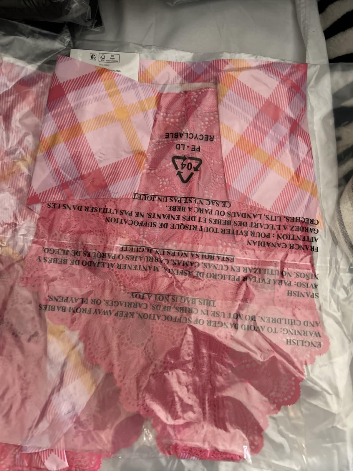 No Boundaries Women's Micro Ultra Cheeky Panties Size XX-LARGE Flamingo Plaid 4 - Thumbnail 2