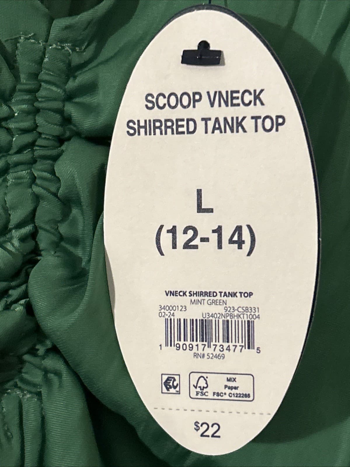 Women’s Scoop Vneck Shirted Tan Top NWT Large (12-14) Green - Thumbnail 4
