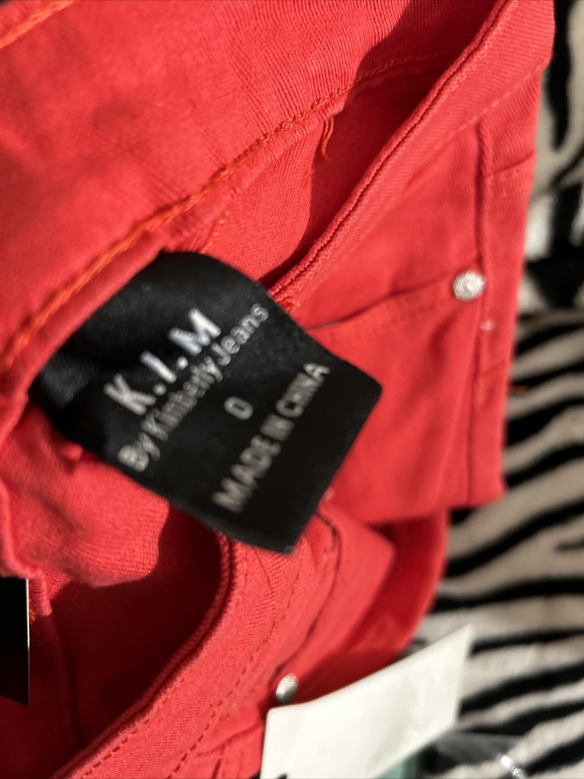 Women’s Red Stretch Jeans NWT K.I.M By Kimberly Jeans Size 0 - Thumbnail 4