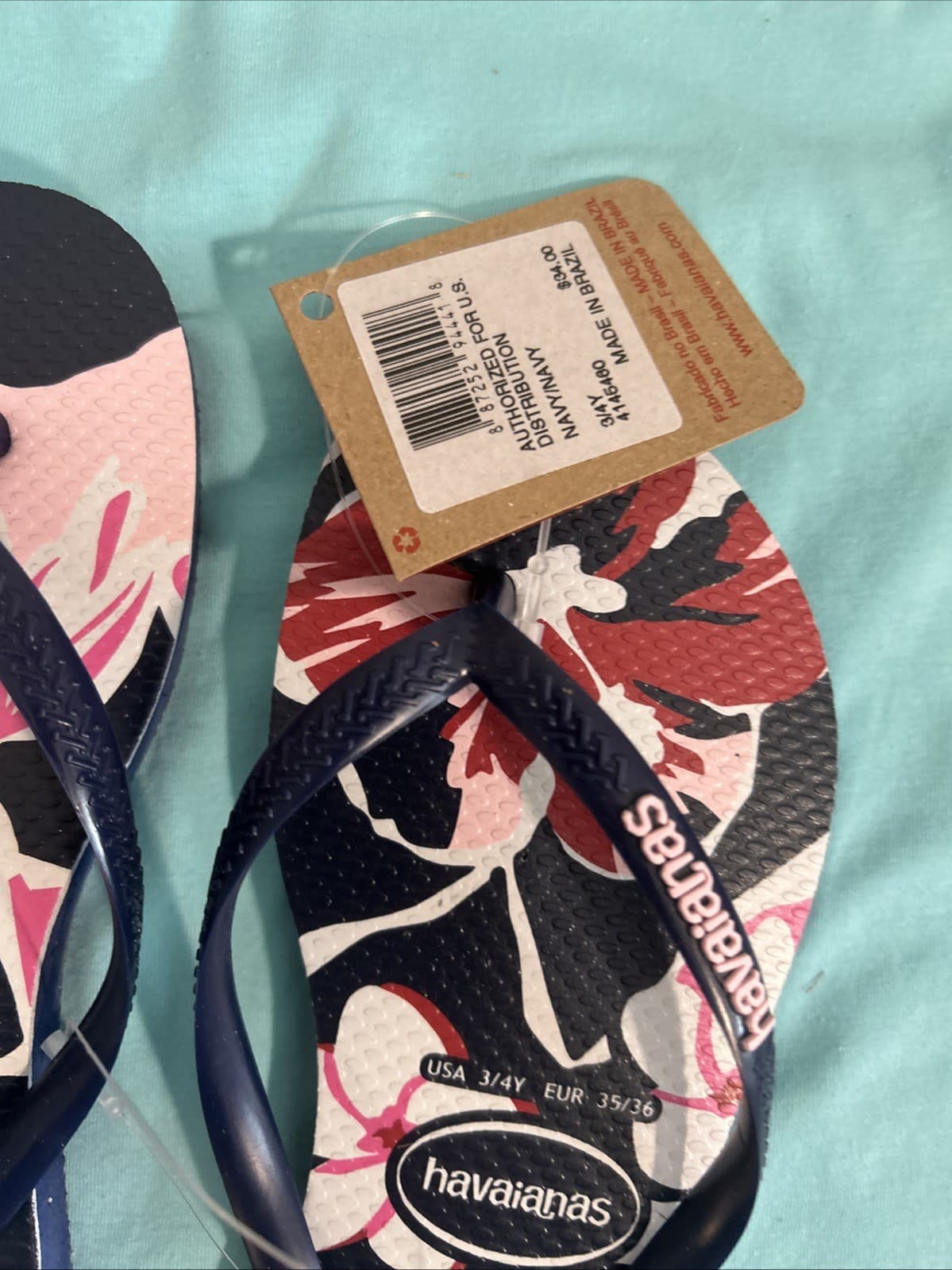Havaianas Flip Flops Size 3/4Y NWT Girls Navy - Thumbnail 2