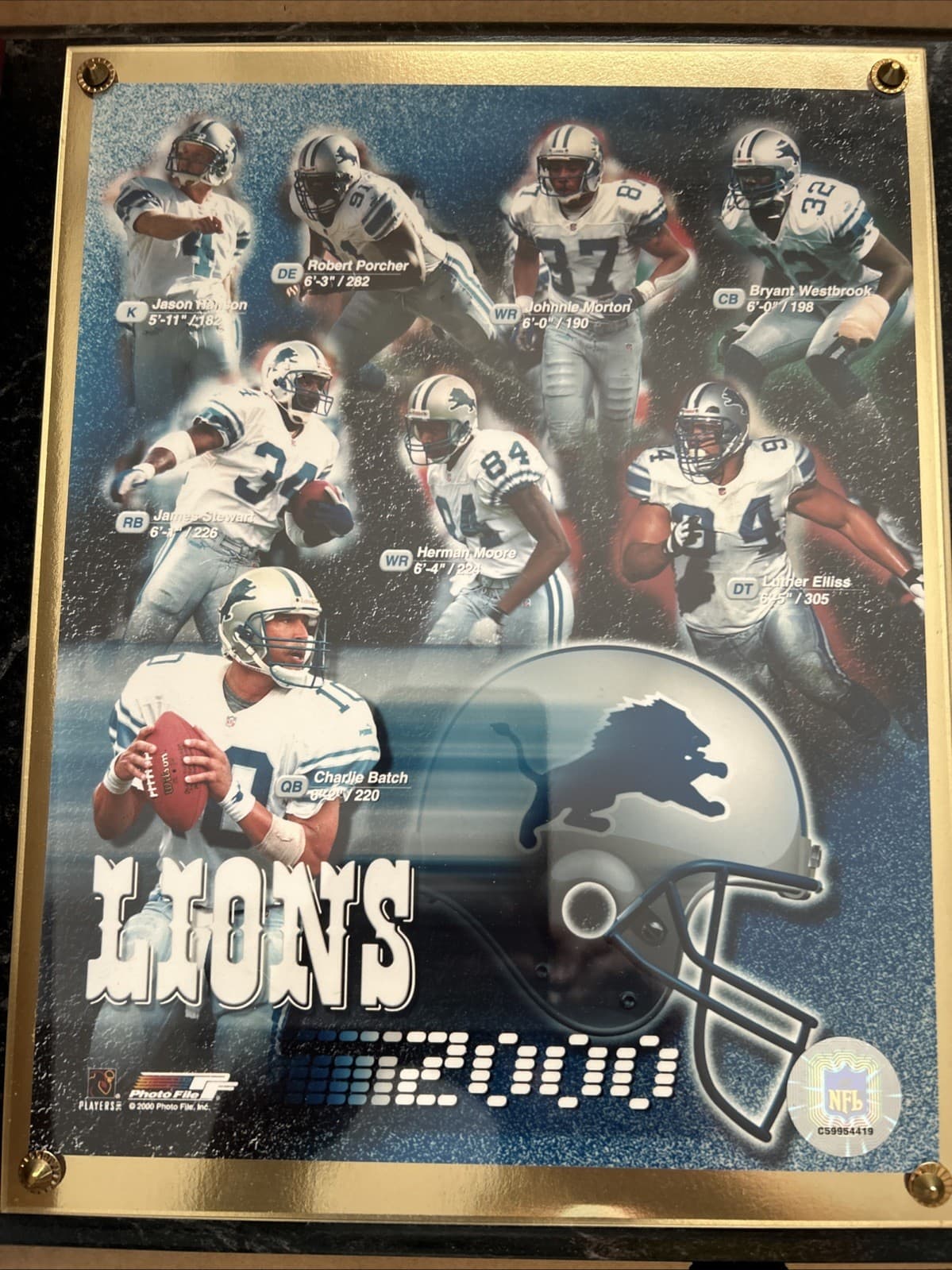 nfl detroit lions plaque Charlie Batch QB And Herman Moore WR - Thumbnail 3