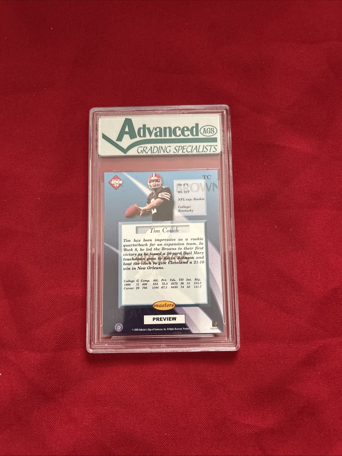1999 TIM COUCH Rookie Collector's Edge Masters Preview #TC - AGS 9.0 Mint - Thumbnail 2