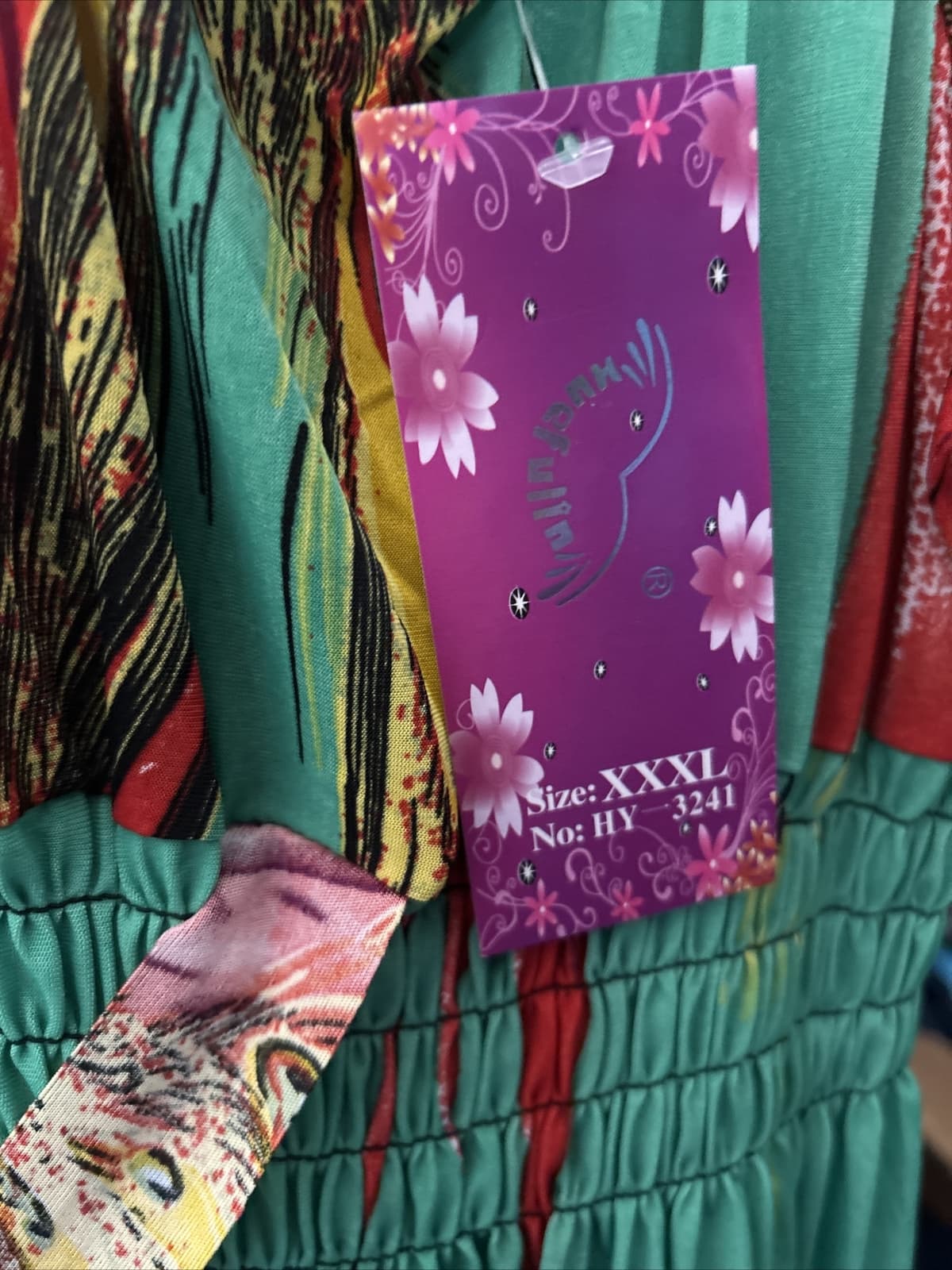 Women’s Green Multi Color Summer Dress Long 3Xl - Thumbnail 3