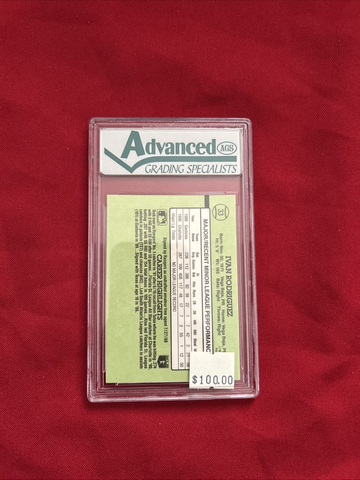 1991 Donruss Rookies Ivan Rodriguez #33 RC AGS 10 Gem Mint Rookie HOF - Thumbnail 2