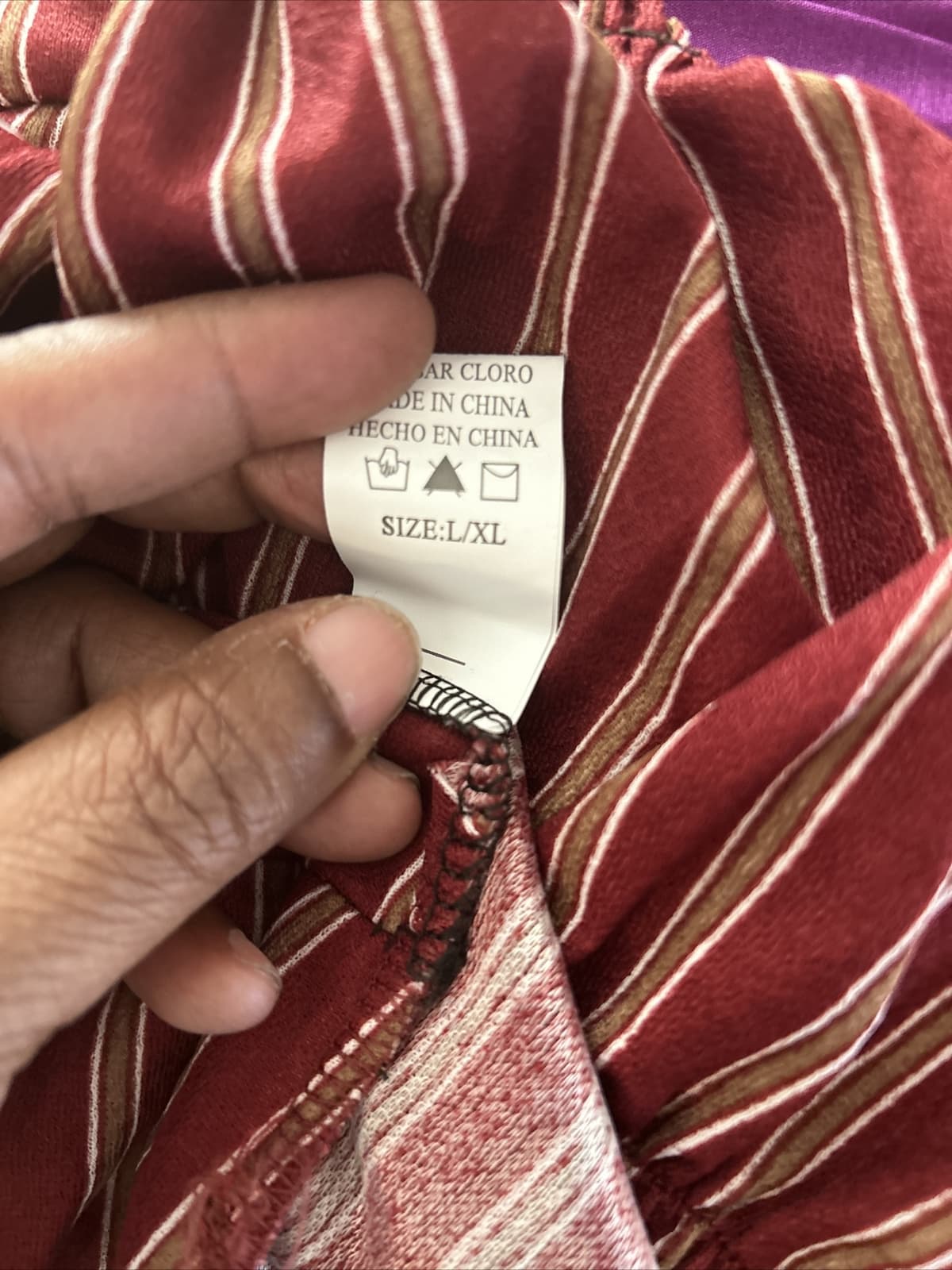 Women’s Burgundy Multi Color With A Split In Front Summer Dress Long L/XL NWT - Thumbnail 4