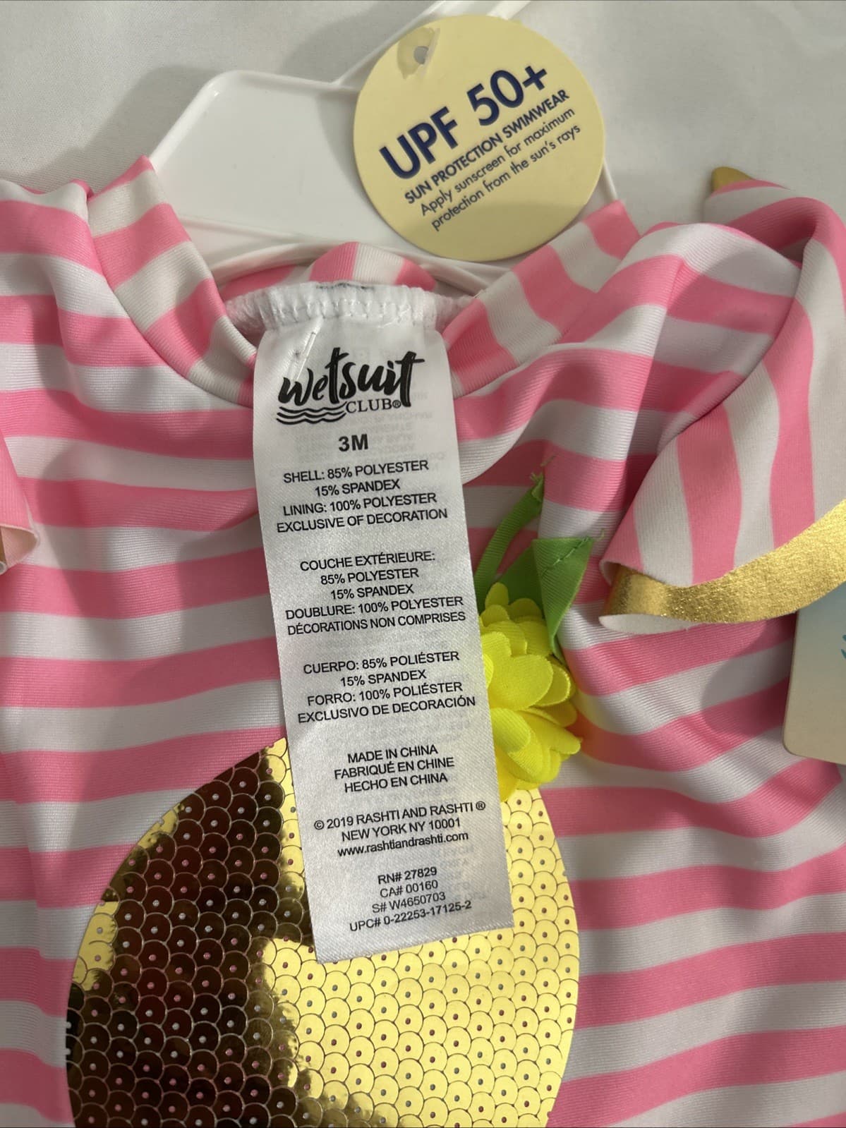 NWT 3m BABY STARTERS Wetsuit Club infant girls swim suit Lemon NEW rashguard - Thumbnail 3