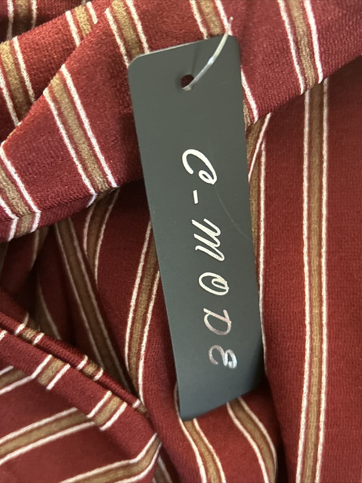 Women’s Burgundy Multi Color With A Split In Front Summer Dress Long L/XL NWT - Thumbnail 3