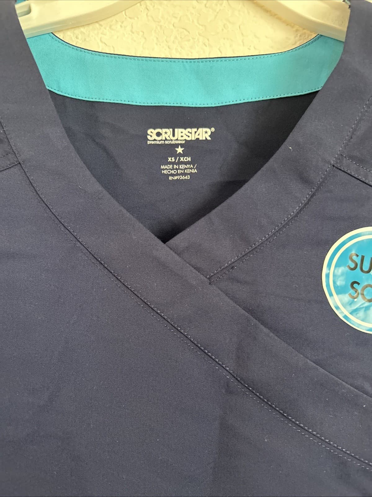 Scubstar Women's Premium Collection Rayon Mock Wrap Scrub Top, Sz: XS, NWT Blue - Thumbnail 2