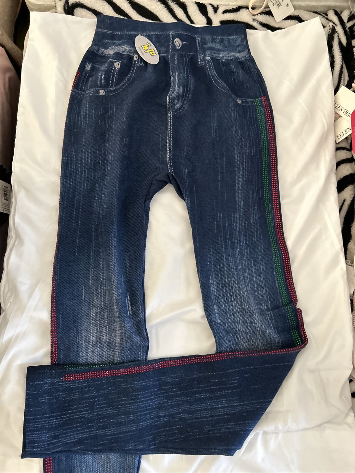 Girls Junior Leggings Blue Multi Color NWT One Size Fits Most - Thumbnail 3
