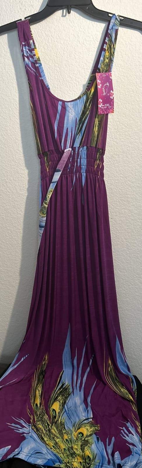 Women’s Purple Multi Color Summer Dress Long 2XLarge Nwt