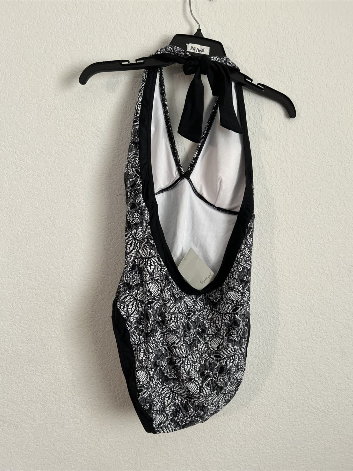 women’s Spiegel swimsuit one piece size 12 Black And White NWT - Thumbnail 2