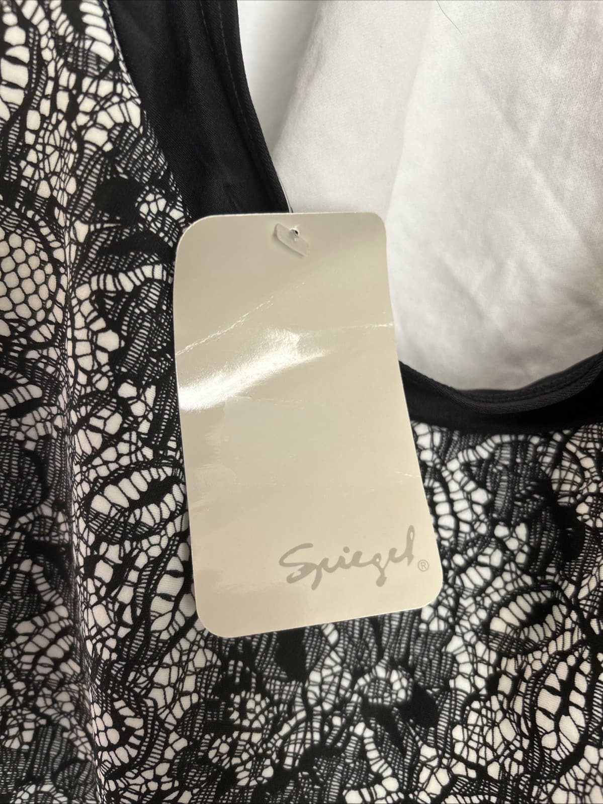 women’s Spiegel swimsuit one piece size 12 Black And White NWT - Thumbnail 4