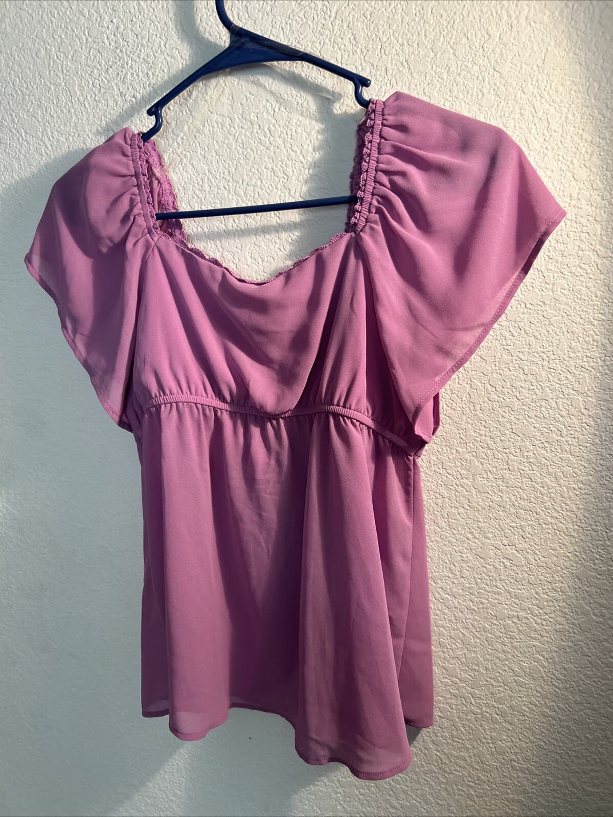 New Wild Fable Women's Vibrant Purple Flutter Short Sleeve Top - Size XS - Thumbnail 3