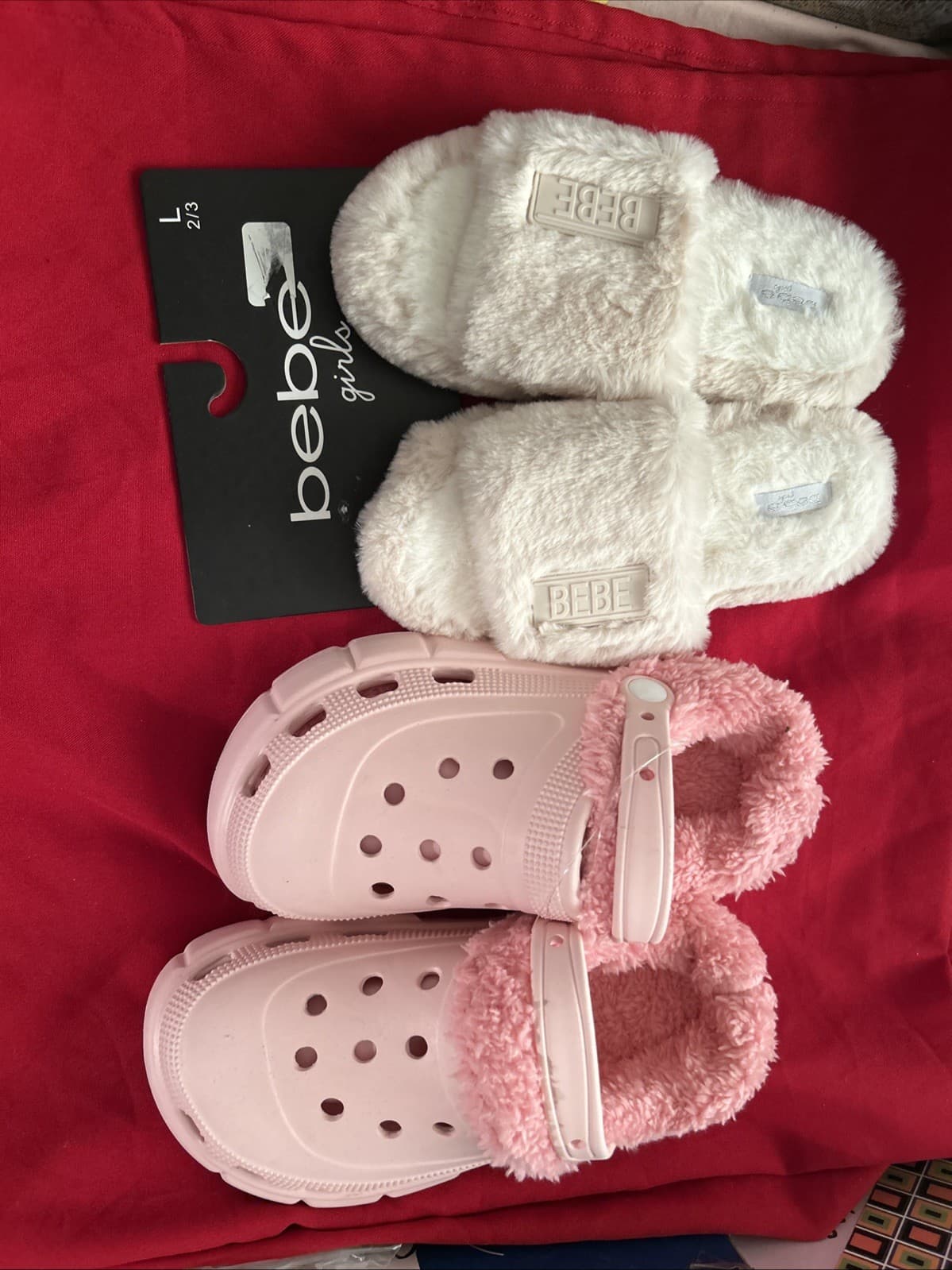Lot Of 2 Shoes Kids Size Girls 2/3 Large NWT Slippers Bebe And Foamwalk Shoe - Thumbnail 2