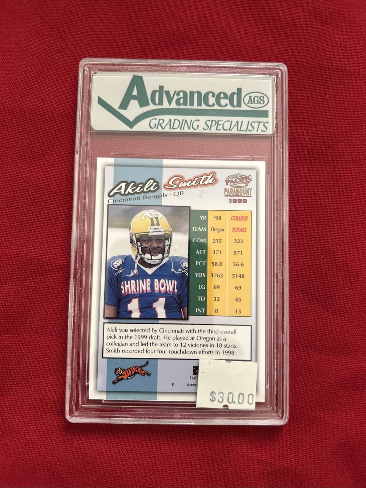 1999 Pacific Paramount #56 Akili Smith RC AGS 9.5 - Thumbnail 2