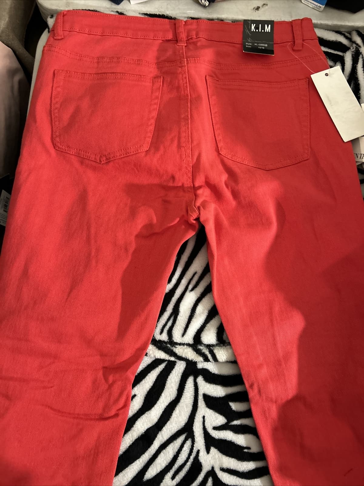 Women’s Red Stretch Jeans NWT K.I.M By Kimberly Jeans Size 3/4 - Thumbnail 2