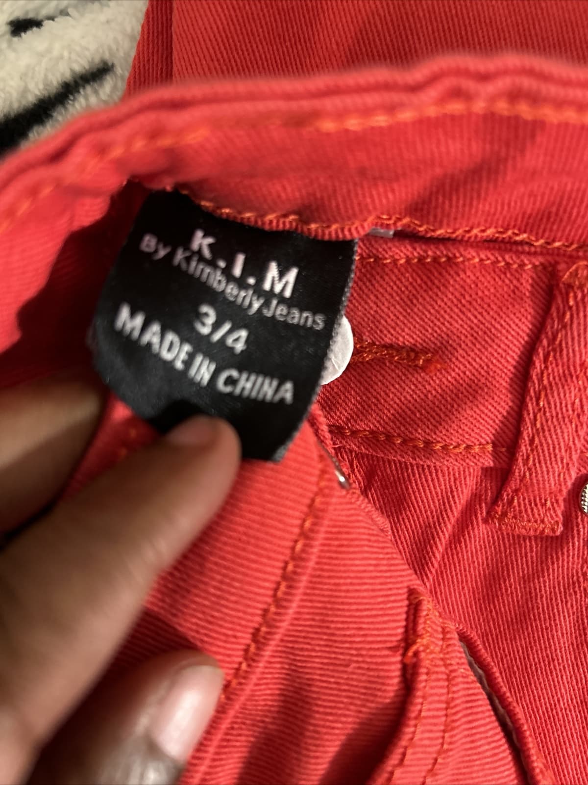 Women’s Red Stretch Jeans NWT K.I.M By Kimberly Jeans Size 3/4 - Thumbnail 4