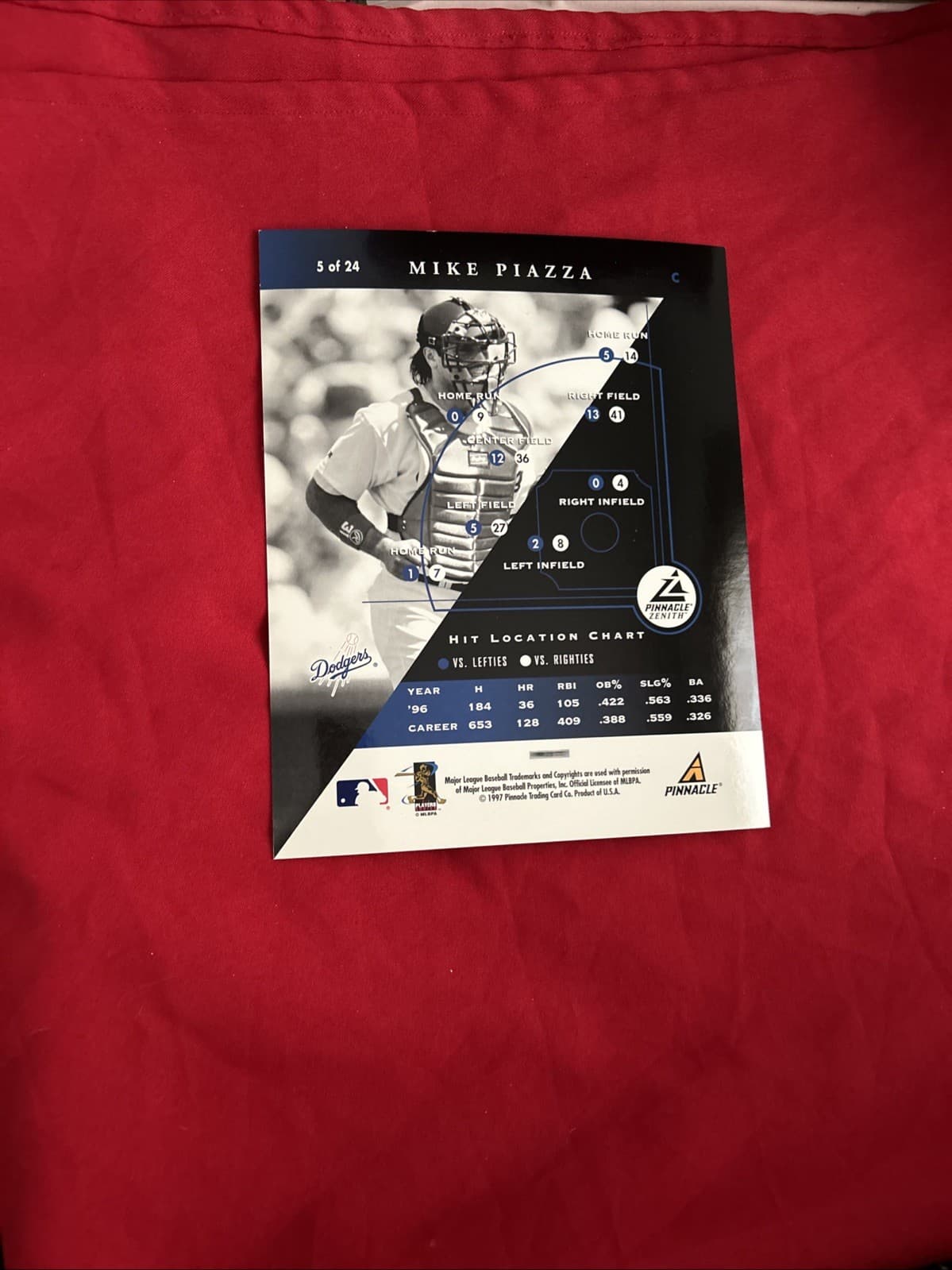 1997 Pinnacle Zenith - 8x10 Mike Piazza #5 Of 24 - Thumbnail 2