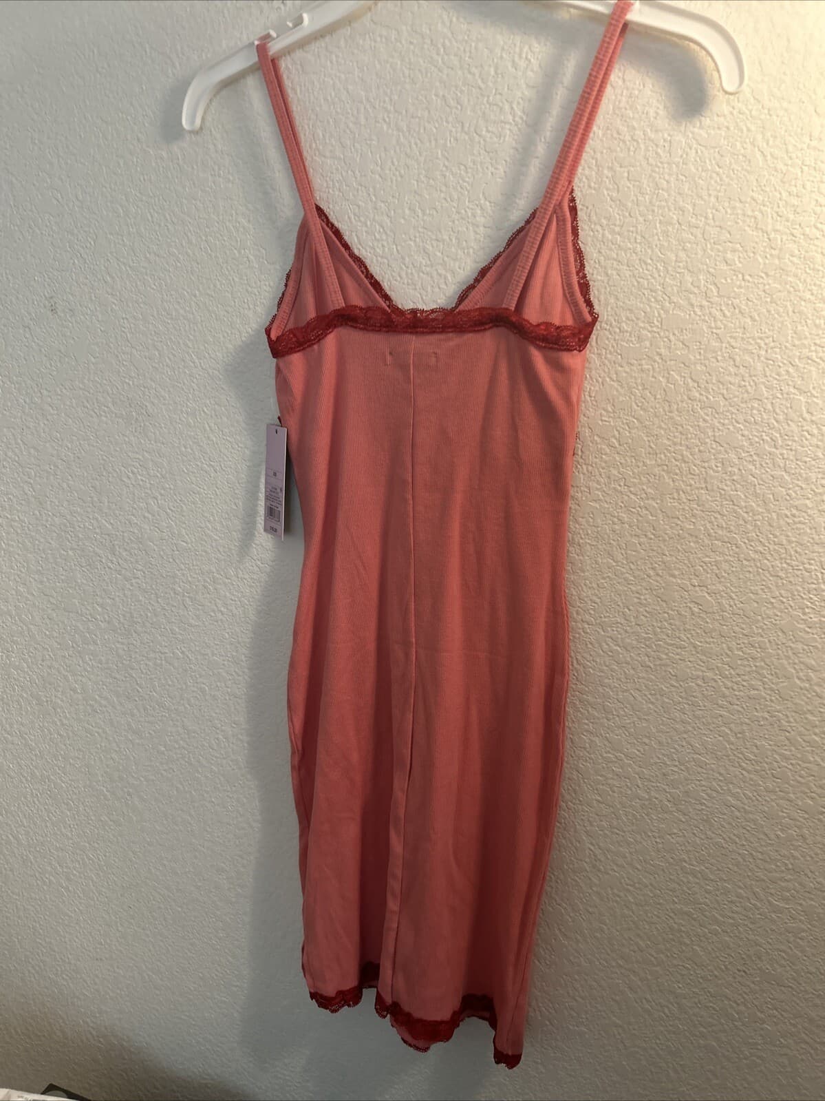 Women's Sleeveless Lace Trim Knit Bodycon Dress - Wild Fable Coral Pink XS - Thumbnail 3
