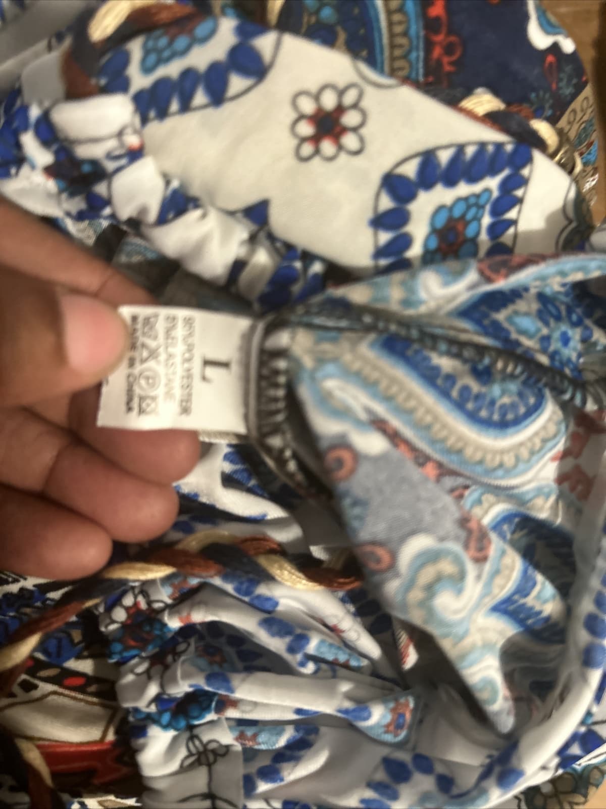 Women’s Hots Wings One Piece Pants Blue Multi Color With Pockets Large Nwt - Thumbnail 3