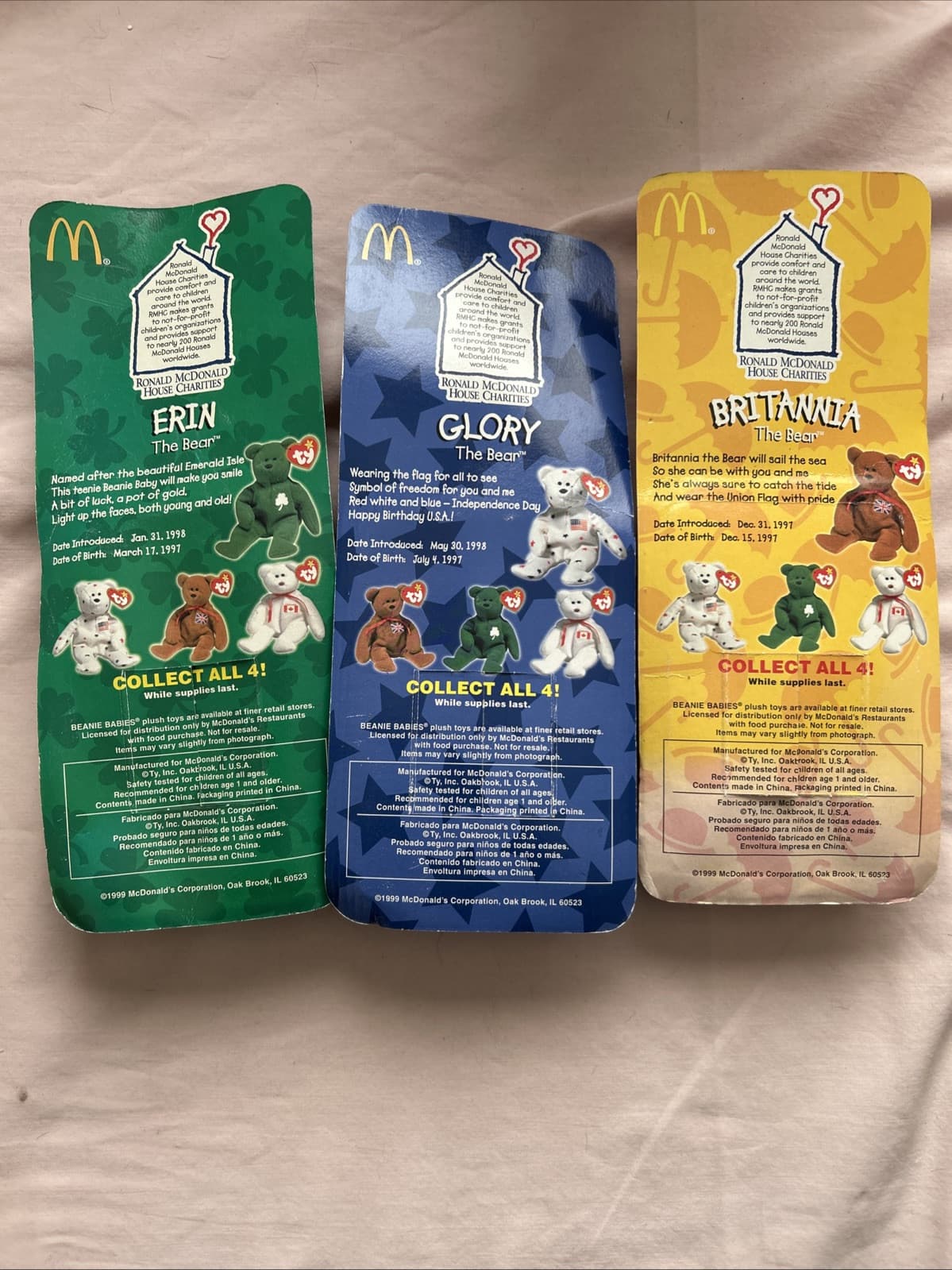 Lot Of 3 Beanie Babies Erin, Glory And Britannia New 1999 - Thumbnail 2
