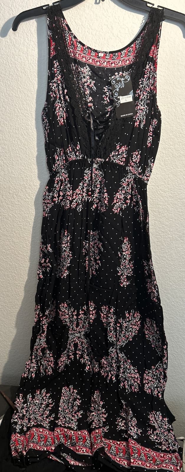 Women’s Global Fashion Black And Red Summer Dress NWT Large