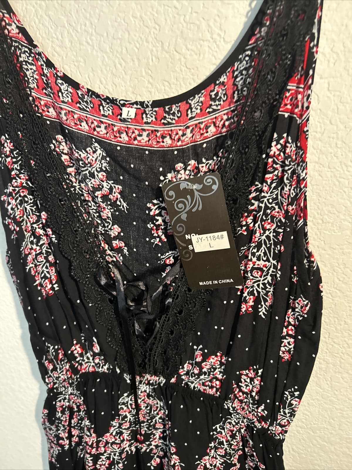 Women’s Global Fashion Black And Red Summer Dress NWT Large - Thumbnail 2