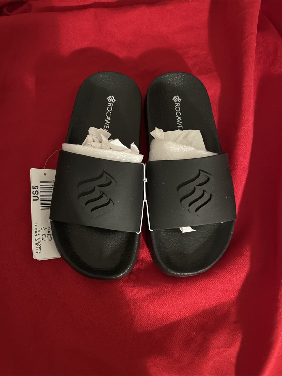 Kids Slides Black Rocawear NWT Size 5 Slides Boys - Thumbnail 2