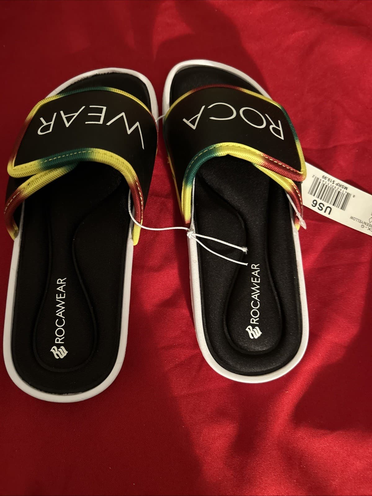 NEW ROCAWEAR REGGAE JAMICA COLOR SLIDE SLIDES SANDALS KIDS YOUTH US SIZE 6