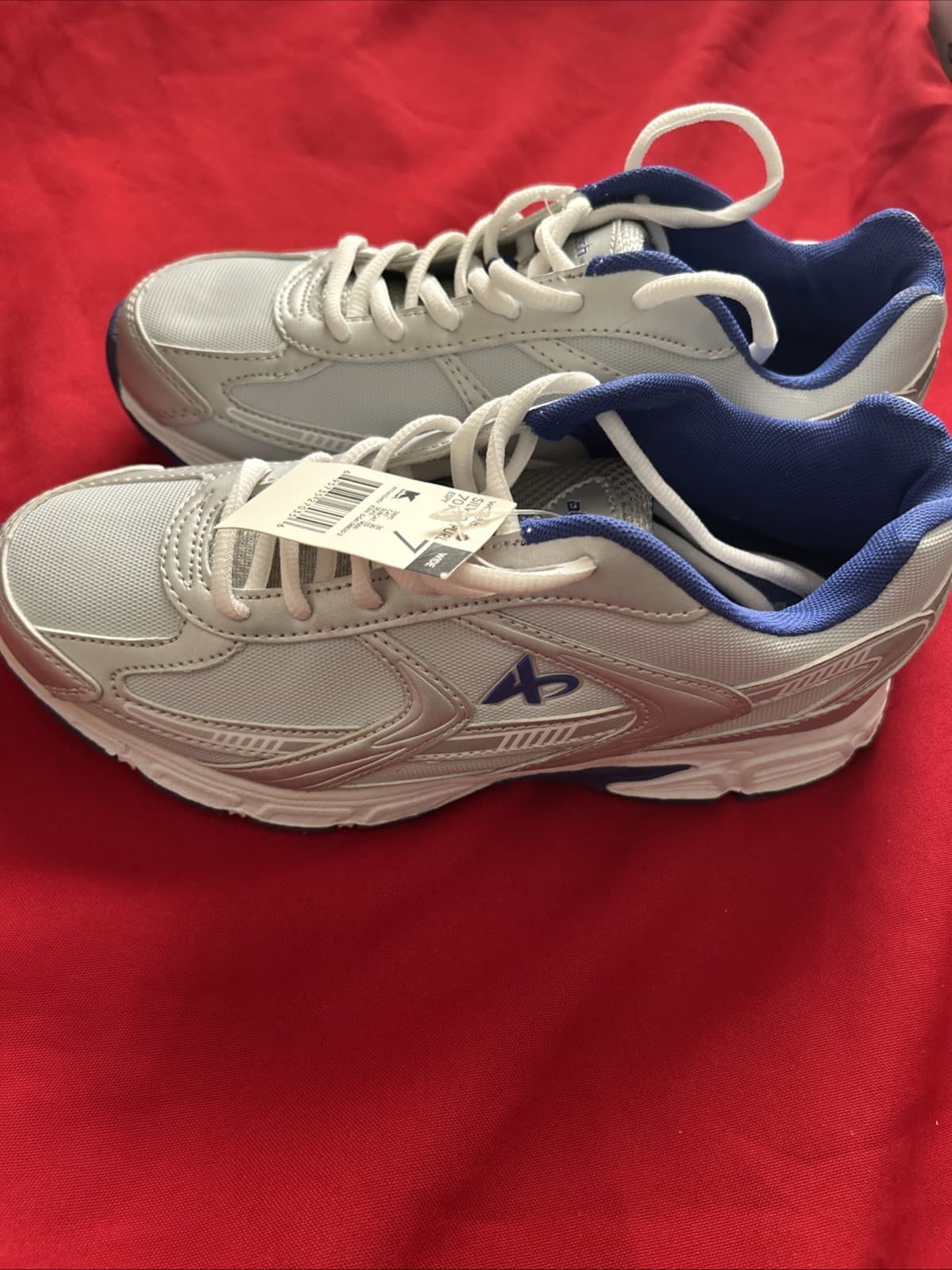 Athletech Womens 60158 Size 7 W White Blue Lace Up Comfort Athletic Sneakers - Thumbnail 2