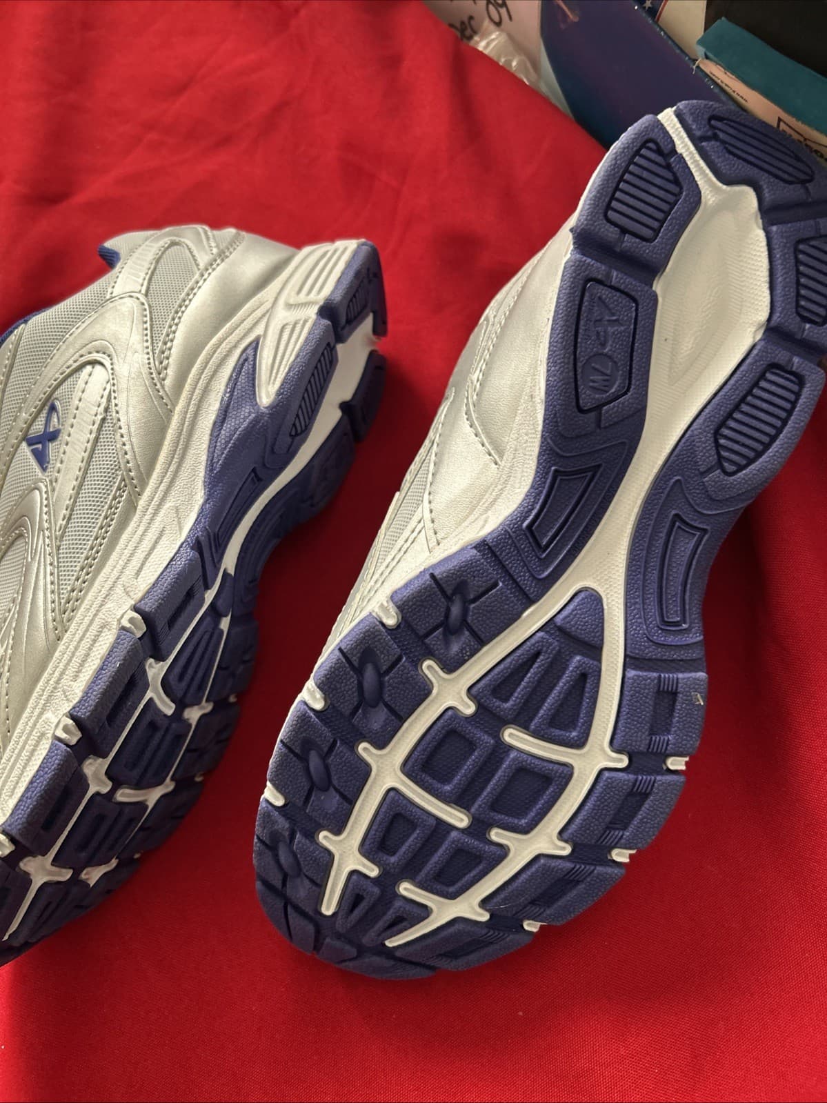 Athletech Womens 60158 Size 7 W White Blue Lace Up Comfort Athletic Sneakers - Thumbnail 4