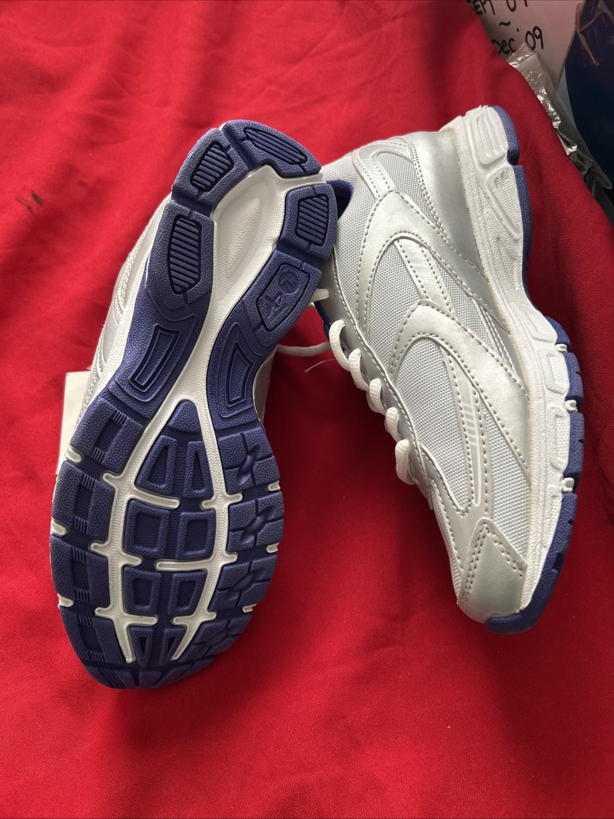 Athletech Womens 60158 Size 7 W White Blue Lace Up Comfort Athletic Sneakers - Thumbnail 3