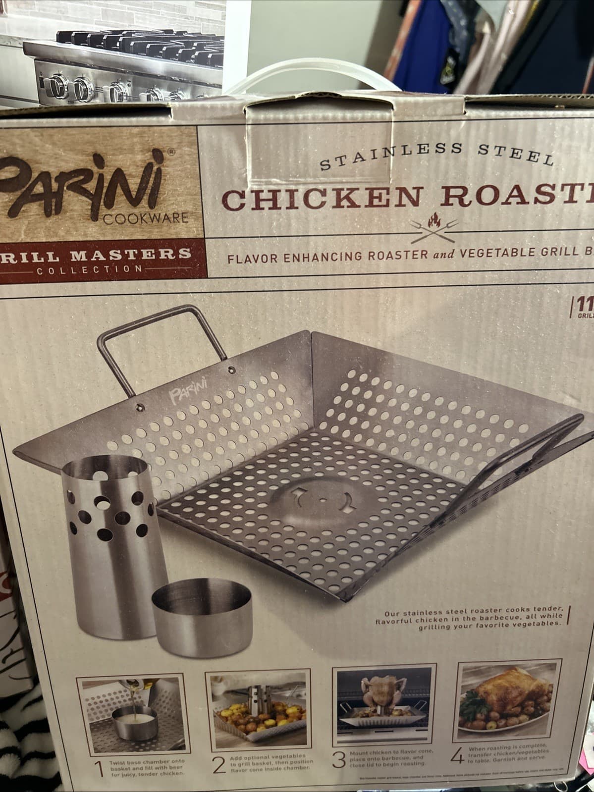 Parini Cookware Chicken Roaster Stainless Steel New BBQ Cookout - Thumbnail 2
