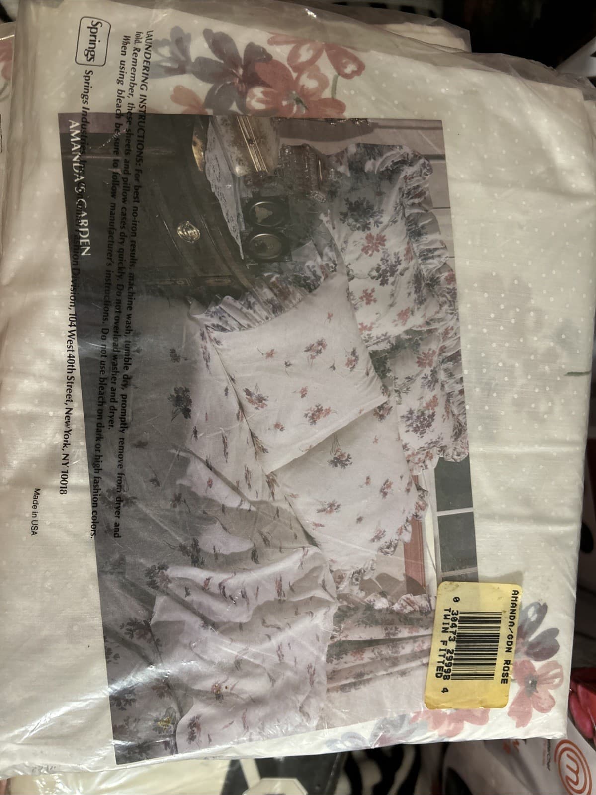 Vintage Springmaid Twin Sheets Fitted And Flat New Amanda GDN Rose - Thumbnail 5
